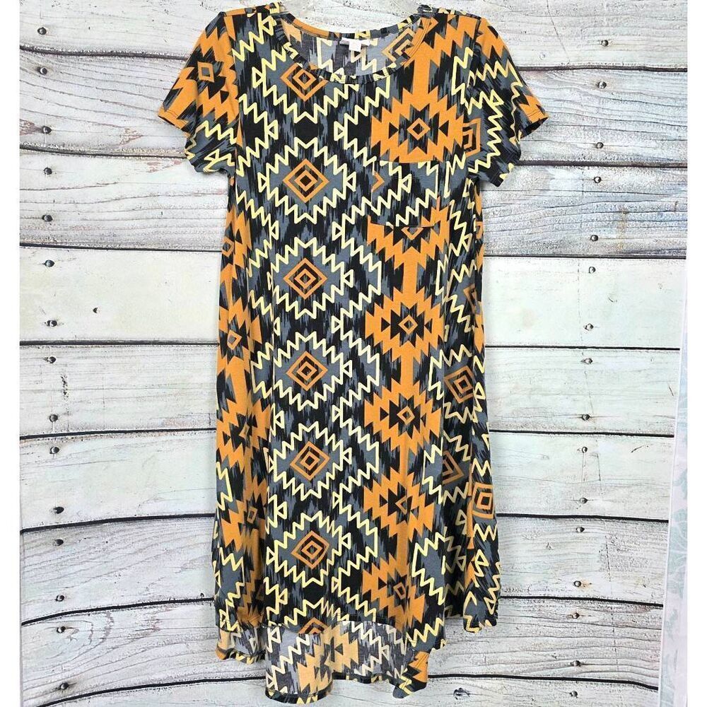 LuLaRoe Carly XS Tribal Aztec High Low Swing Dress